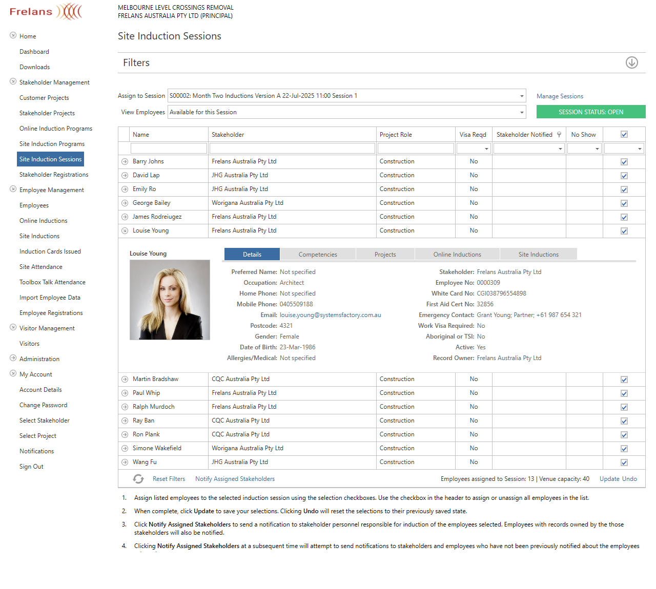 Site Induction Sessions